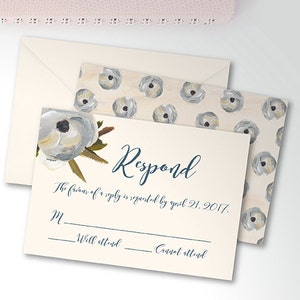 Tarjeta de respuesta, Tarjeta RSVP digital, Tarjeta RSVP impresa, Tarjeta de respuesta impresa /Tarjeta de respuesta digital, Cassie, Floral