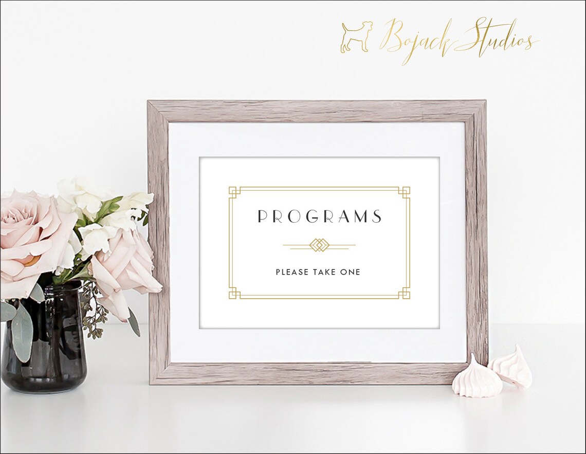 Programs Art Deco Sign, 5x7