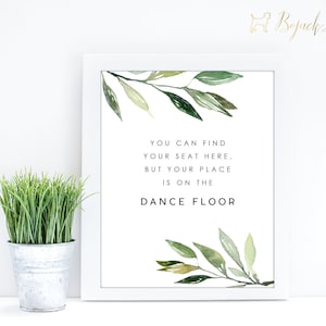 Dance Floor Sign, Botanical Dance Floor, 8x10&quot; Printable Wedding Sign, Dance Floor Sign, Botanical Wedding Signs, DIY Download, H030