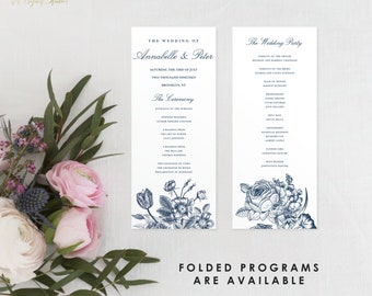 Programma di cerimonia nuziale, Programma di matrimonio stampabile, Programma di matrimonio personalizzato, Programma di matrimonio stampato, Matrimonio floreale vintage, H008