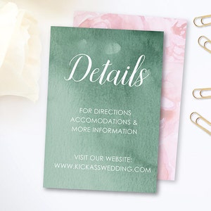 Tarjeta de información de invitación de boda / Tarjeta del sitio web de la boda / Tarjeta de dirección de la boda / Inserto de boda / Flores de acuarela Betty / acuarela completa
