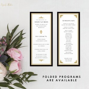 Ceremony Program, Printable Wedding Program, Custom Wedding Program, Printed Wedding Program, Black and Gold Gatsby Art Deco Kelly