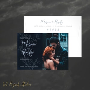 Botanical Save the Date, Dark Save the Date, Save Our Date, Wedding STD, Custom Save the Date, Leaf DIY, Floral Botanical Leafy, Moody 18031