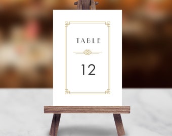 Art Deco Table Numbers, 5x7" Printable Wedding Table Numbers, Table Number Signs, PDF Sign, Art Deco Signs, DIY, Digital Download, Carlotta