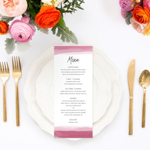 Menu weselne w akwareli - spersonalizowane drukowane menu weselne, drukowane menu weselne, akwarelowe menu obiadowe, akwarelowe menu obiadowe, 18015