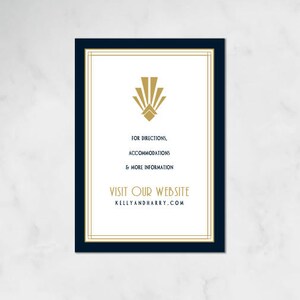 Petite carte d'informations, Carte d'informations numérique, Carte d'informations imprimée, Encart imprimé, Art déco, Mariage Fitzgerald Gatsby, Mariage art déco