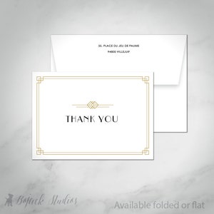 Obrigado Art Déco, Cartão de agradecimento, Obrigado de casamento Art Déco, Obrigado Art Déco, Cartão de agradecimento de chá de panela, Obrigado de casamento, Carlotta