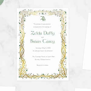 Woodland Fantasy Wedding Invitations, Fairy Tale Wedding, Printed Wedding Invitations, Custom Printed or Digital, LOTR Wedding, Zelda