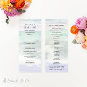 HUE APEX Watercolor Wedding Ceremony Programs  - Custom Printed Wedding Program, Printable Wedding Program, Watercolor Program