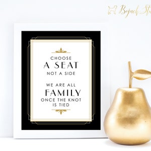 Unassigned Seating Sign, Art Deco Choose a Seat, 8x10&quot; Printable Choose a Seat Wedding Sign, Art Deco Wedding Signs, DIY Download, Kelly