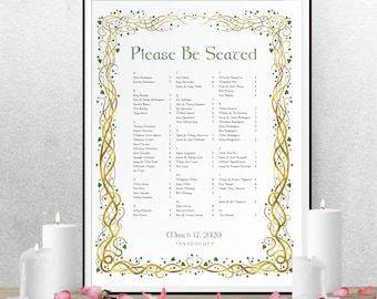 Woodland Wedding Seating Chart Poster, Printable Seating Chart, Custom Seating Chart, Printed Seating Chart, Fantasy Wedding, Zelda