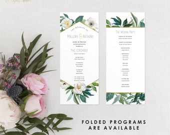 Floreale programmi, programma personalizzato stampato Wedding, matrimonio stampabile Program, programma di matrimonio Vintage, floreale nozze cerimonia, 18015