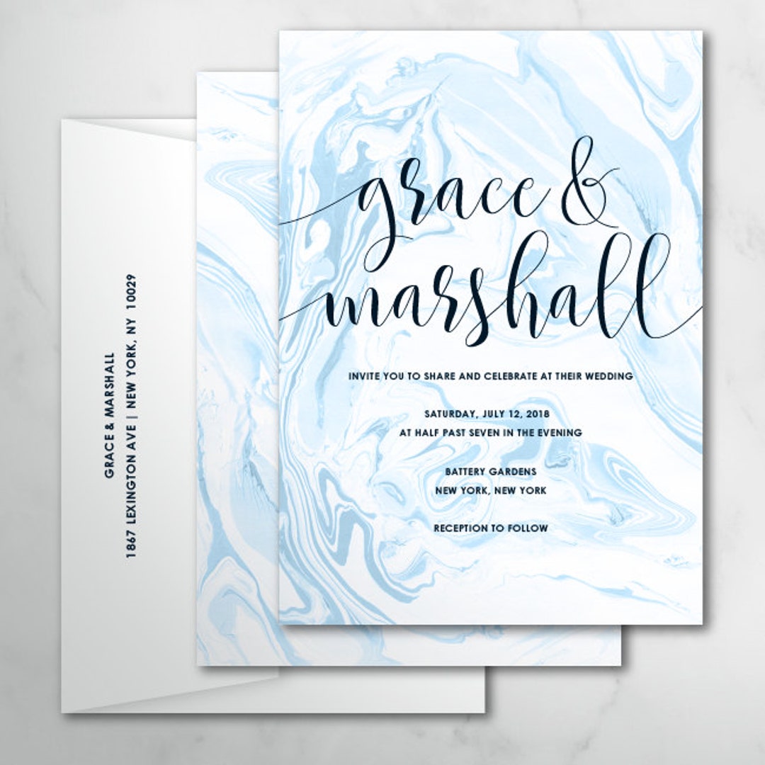 Gracious Invitations Grace Marble Wedding Invitations | Custom Wedding | Printable Wedding ...