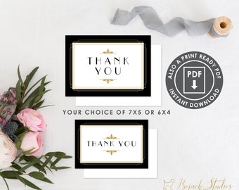 Thank You Cards and Sign, Printable Wedding Cards, Thank You Sign, Art Deco Wedding Signs, DIY Thank You Cards, Digital Download, Kelly