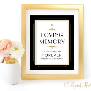 In Loving Memory Sign, Art Deco Sign, 8x10 Printable Wedding Sign, Memoriam Sign, Art Deco Wedding Signs, DIY, Digital Download, Kelly image 1