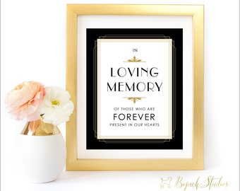 In Loving Memory Sign, Art Deco Sign, 8x10" Printable Wedding Sign, Memoriam Sign, Art Deco Wedding Signs, DIY, Digital Download, Kelly