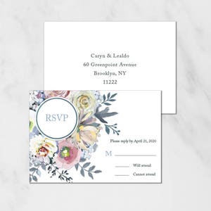 Aquarell Blumen Antwortkarte, RSVP Karte, gedruckte Antwortkarte | Digitale Antwortkarte, Aquarell Floral Modern Hochzeitseinladung, 18002