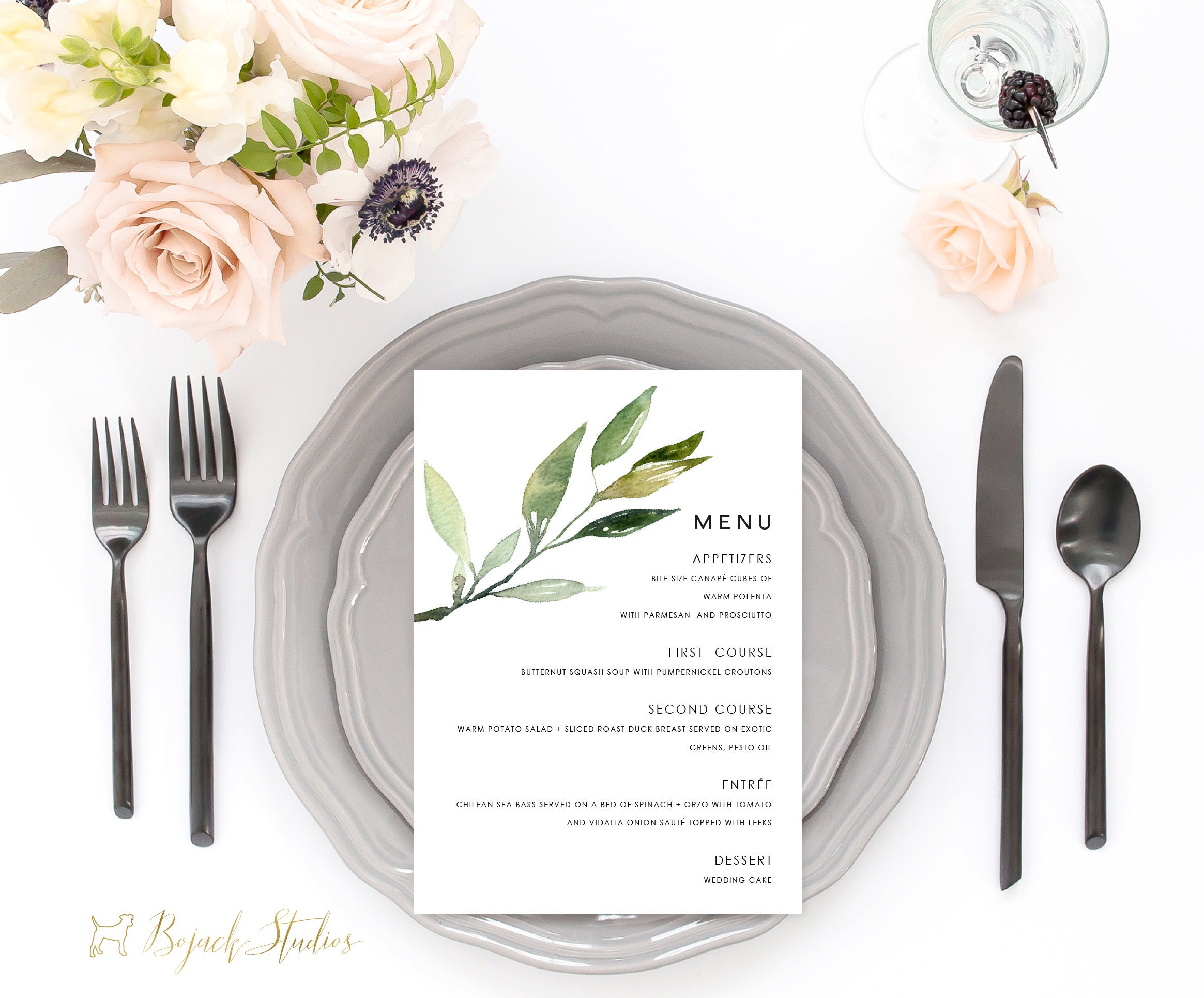 Watercolor Botanical Wedding Menus, Custom Printed Wedding Menu ...
