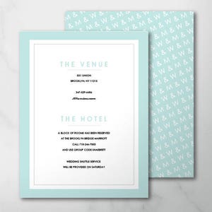 Mariage minimaliste grand encart, carte d'informations, carte d'informations numérique, carte d'informations imprimée, hors-texte imprimé, itinéraires, hôtel, réception, 18004