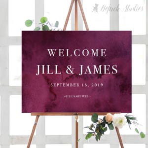 HUE WINE Wedding Welcome Poster, Wedding Welcome Sign, Printable Wedding Poster, Printed Poster, Watercolor Wedding Welcome Sign