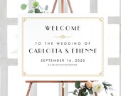 Art Deco Wedding Welcome Poster, Wedding Welcome Sign, Printable Wedding Poster, Printed Poster, Art Deco Wedding Welcome Sign, Carlotta