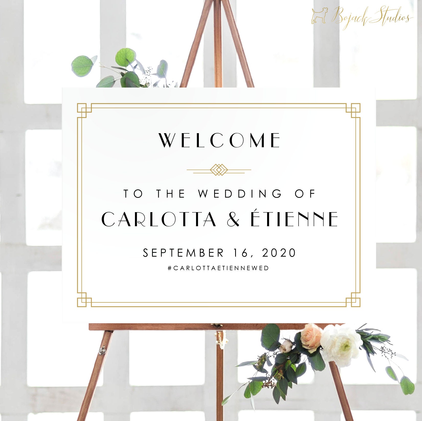 Art Deco Wedding Welcome Poster, Wedding Welcome Sign, Printable Wedding Poster, Printed Poster, Art Deco Wedding Welcome Sign, Carlotta