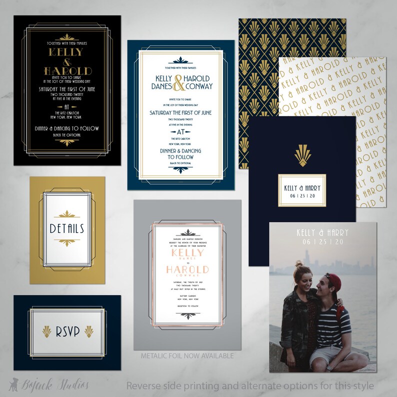 DIY Invitation Wedding Shower Invitation Custom Printed Bridal Shower Invitation Printable Digital Download Fitzgerald Art Deco