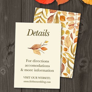 Infokaart bruiloft uitnodiging | Website-kaart voor bruiloft | Bruiloft richting kaart | Bruiloft invoegen | Herfstklassieker | Tine