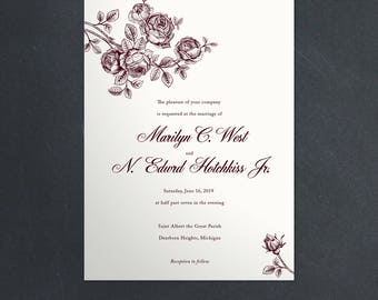 Floral Wedding Invitations | Custom Invitation | Printable Wedding Invitation | Printed Wedding Invite | Floral Wedding | Marilyn