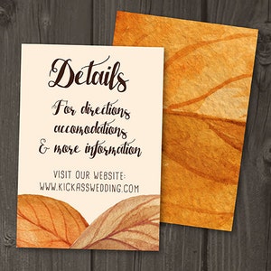 Infokaart bruiloft uitnodiging | Website-kaart voor bruiloft | Bruiloft richting kaart | Bruiloft invoegen | Herfst Modern | Olivia