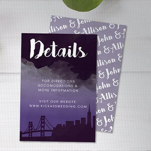 Tarjeta de información de invitación de boda / Tarjeta de sitio web de boda / Tarjeta de dirección de boda / Inserción de boda / Skyline / City Skyline Nueva York / San Francisco
