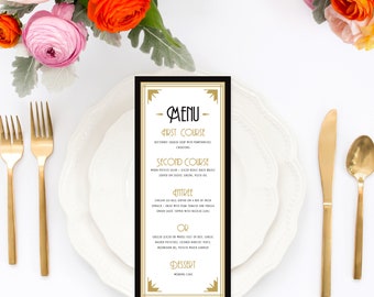 Art Deco Wedding Menu Cards, Printable Wedding Menu, Custom Wedding Menu, Printed Wedding Menu, Bridal Shower Menu, Gatsby Art Deco