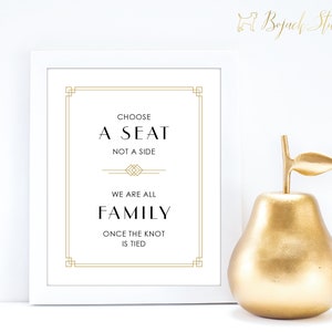 Unassigned Seating Sign, Art Deco Choose a Seat, 8x10&quot; Printable Choose a Seat Wedding Sign, Art Deco Wedding Signs, DIY Download, Carlotta