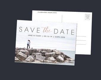 Save the Date Postcard, Save Our Date Postcard, Photo Save The Date, Wedding STD, Wedding Announcement,  Engagement Photo, SD003