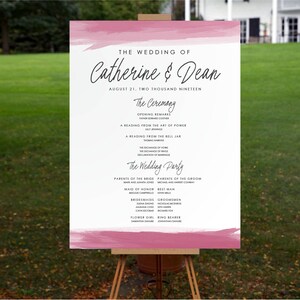 Watercolor Wedding, Wedding Sign, Program Poster, Ceremony Poster, Program Poster, Printed Wedding Poster, Art Deco Stationery, 18015