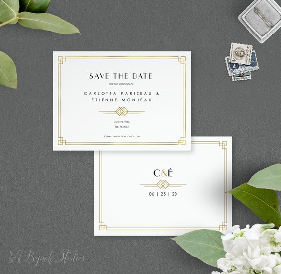 Save the Date Card, Art Deco Save the Date, Save Our Date , Gatsby Wedding, Wedding STD, Save the Date, Custom Save the Date, Carlotta