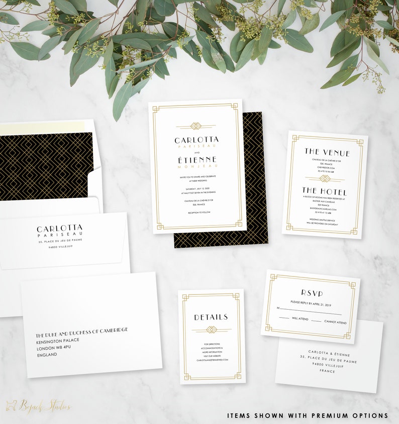 Printable Wedding Program Carlotta Wedding Ceremony Program Art Deco Wedding Program Printed Wedding Program Custom Wedding Program