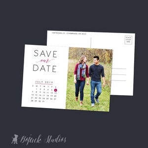 Calendrier Save the Date Postcard, Save Our Date Postcard, Photo Save The Date, Wedding STD, Wedding Announcement, Fiançailles, SD011