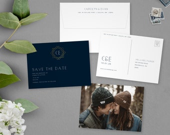 Save The Date Card, Wedding Postcard, Modern Save The Date, Printed Save Our Date, Photo Save The Date,