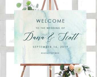 HUE SKY Wedding Welcome Poster, Wedding Welcome Sign, Printable Wedding Poster, Printed Poster, Watercolor Wedding Welcome Sign