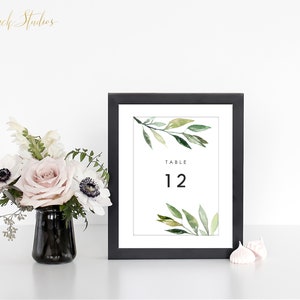 Table Numbers, 5x7&quot; Printable Wedding Table Numbers, Botanical Table Number Signs, PDF Sign, Botanical Signs, DIY, Digital Download, H030