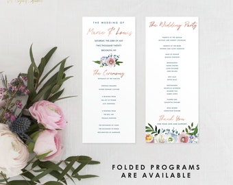 Matrimonio programmi, programma personalizzato stampato Wedding, matrimonio stampabile Program, programma di matrimonio Vintage, floreale matrimonio, 18028
