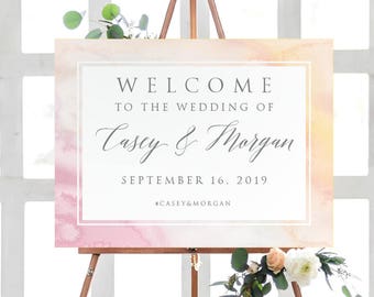 CASEY Wedding Welcome Poster, Wedding Welcome Sign, Printable Wedding Poster, Printed Poster, Watercolor Wedding Welcome Sign