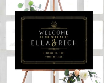 Art Deco Wedding Welcome Poster, Wedding Welcome Sign, Printable Wedding Poster, Printed Poster, Art Deco Wedding Welcome Sign, 18023