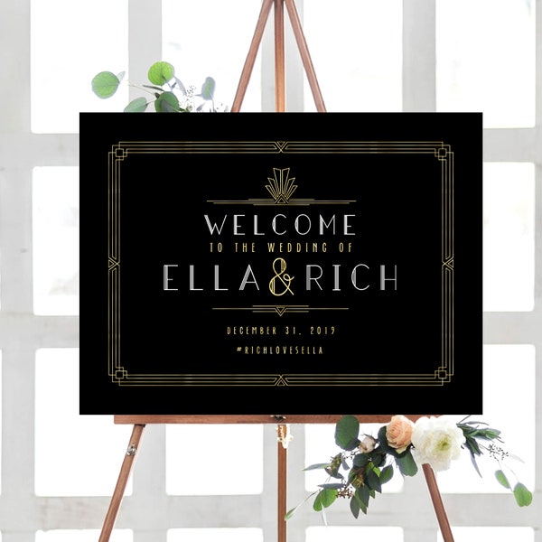 Art Deco Wedding Welcome Poster, Wedding Welcome Sign, Printable Wedding Poster, Printed Poster, Art Deco Wedding Welcome Sign, 18023