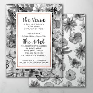 Große Aquarell-Blumen-Einlage, Info-Karte, Digitale Info-Karte, Probeessen einladen, Anfahrt, Hotel, Empfang Einsatz, 18007