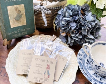 Personalized Peter Rabbit tea favors (10 favors)