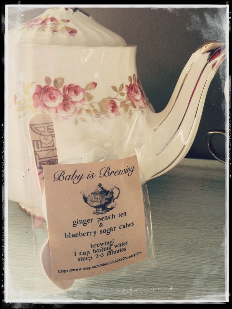 Baby is brewing / baby shower favors / baby shower tea party Etsy