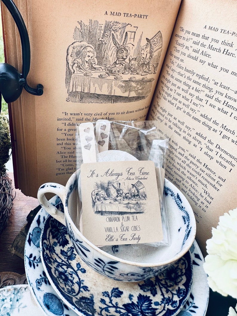 Alice in wonderland tea favors/ Mad Hatter 10 favors personalized image 2