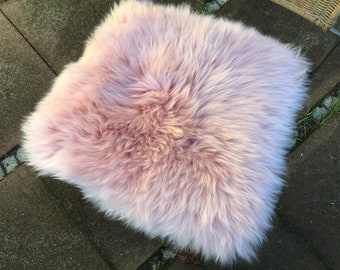 seat cover / pad made out of natural lambskin / sheepskin colour antique rose 42cm x 42cm